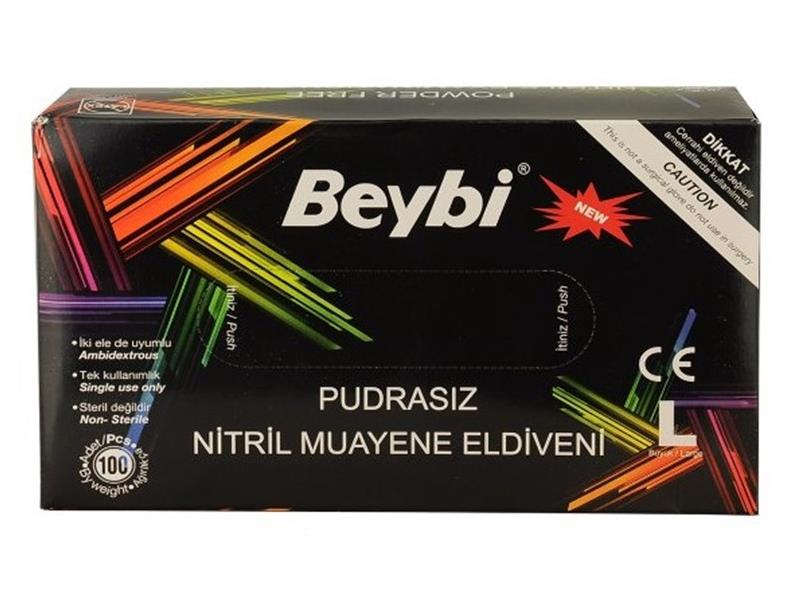 Beybi Siyah Nitril Pudrasız Muayene Eldiveni