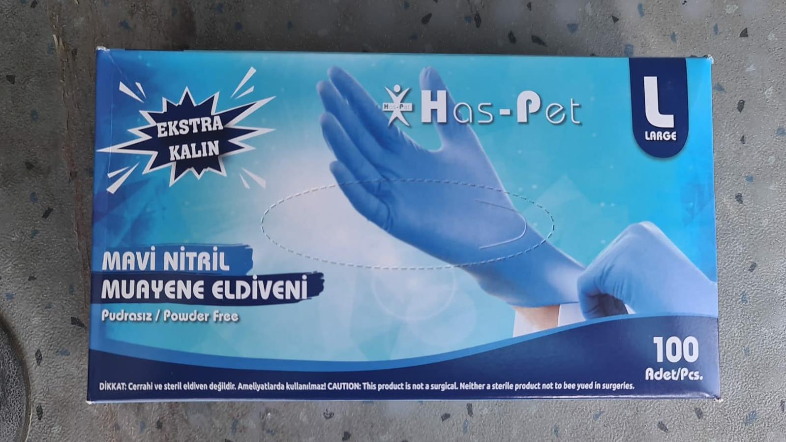 Has-Pet Ekstra kalın Mavi Nitril Eldiven 100'lü Pk