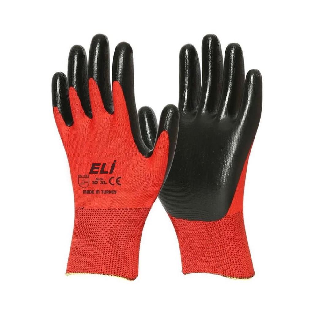 NE-122 -Nitril Eldiven Kırmızı Siyah