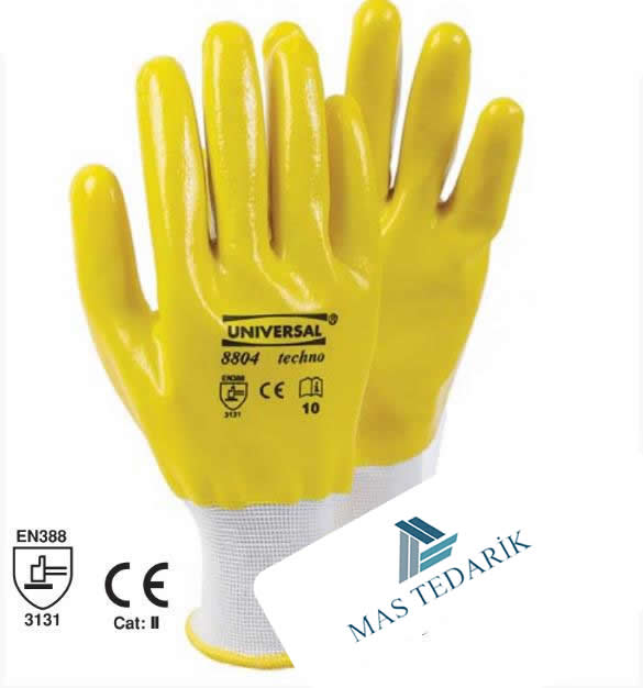 Üniversal Nitril Eldiven - Tam Kaplamalı -Sarı - 8804